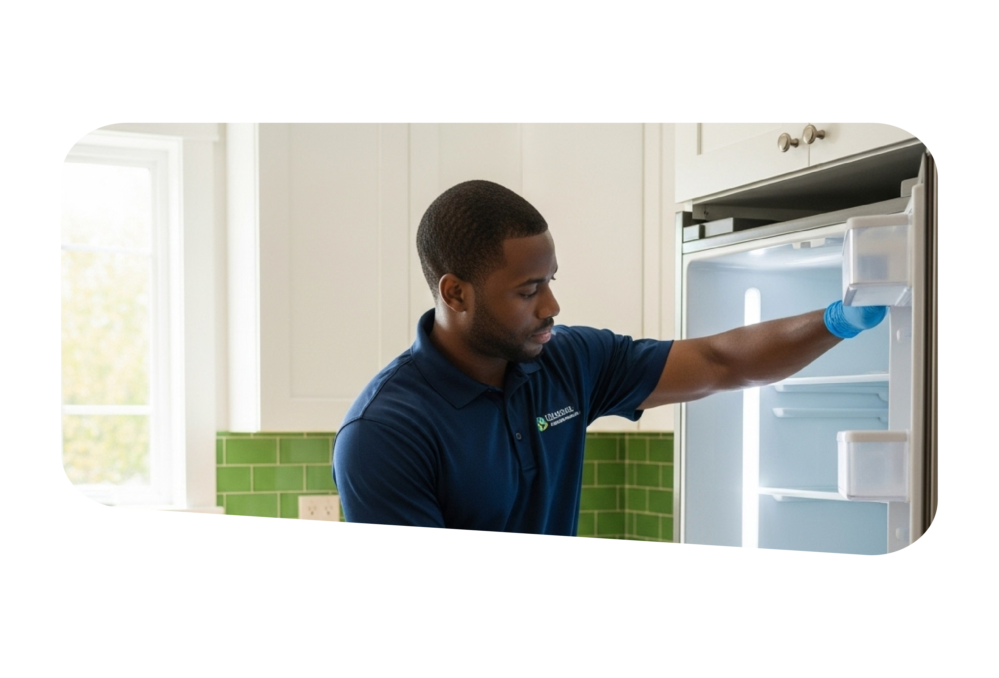 Cleaning inside an oven.